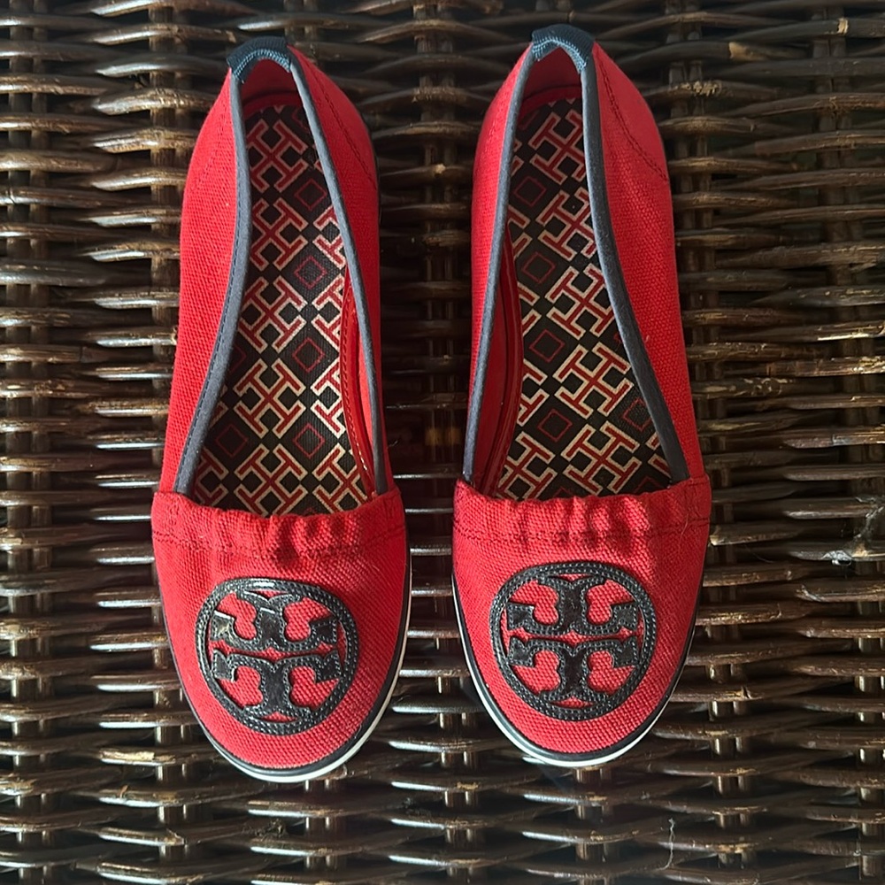 Red, white and blue Tory Burch flats